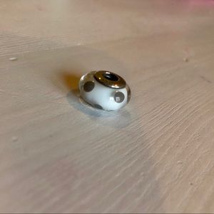Pandora White & Gray Glass Bead